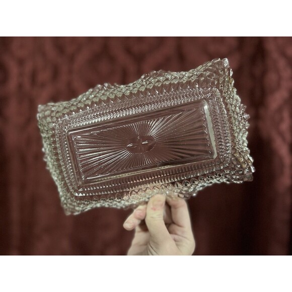 Set of 3 INDIANA GLASS Bowls Square Ruffle Diamond Point Candy Nut Dish Clear - Picture 10 of 16